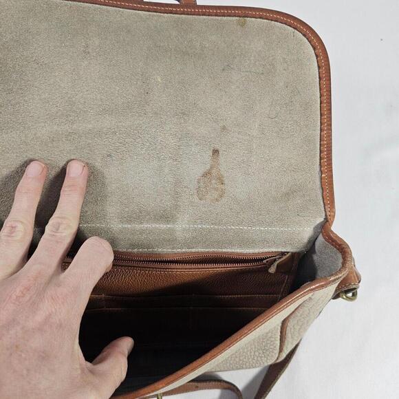 Dooney & Bourke Vintage Essex Cream  Tan Shoulder Pebbled Leather Purse Bag Read - Picture 8 of 11